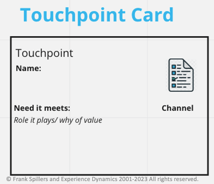 Touchpoint card for touchpoint mapping