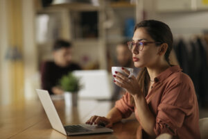 A user stares into the distance with user led transformation