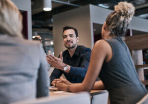 team discusses how to speed up design project