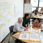 a team maps a customer journey in a workshop format